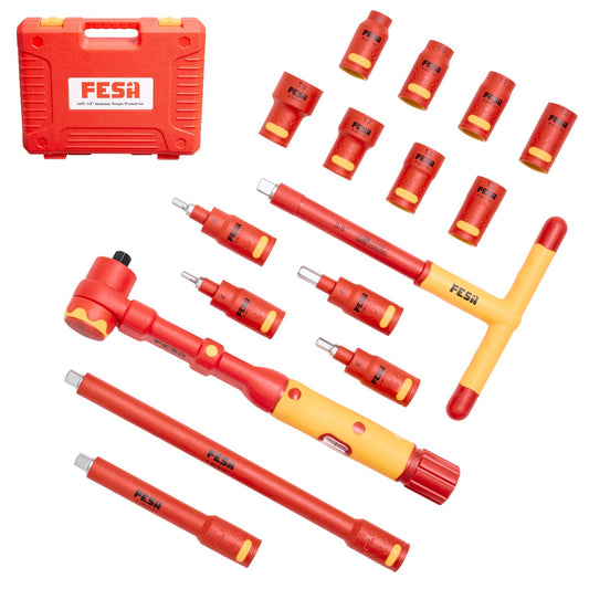 1000V Insulated Torque Wrench - Multiple Drives, Ranges and Sets - 3/8" / 10-50 Nm / 16 Pieces