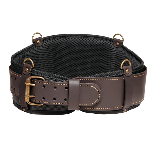 Padded Tool Belt with Back Support - Padded Leather Tool Belt with Breathable Nylon Padding & D-rings for Suspenders - Perfect for Electricians, Carpenters, Framers - Handcrafted - Brown
