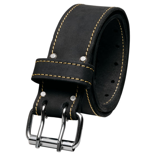 Men's Leather Tool Belt - Handcrafted Top Grain Leather Tool Pouch Belt for Carpenters & Other Trade Professionals - Black / 2" Wide / L