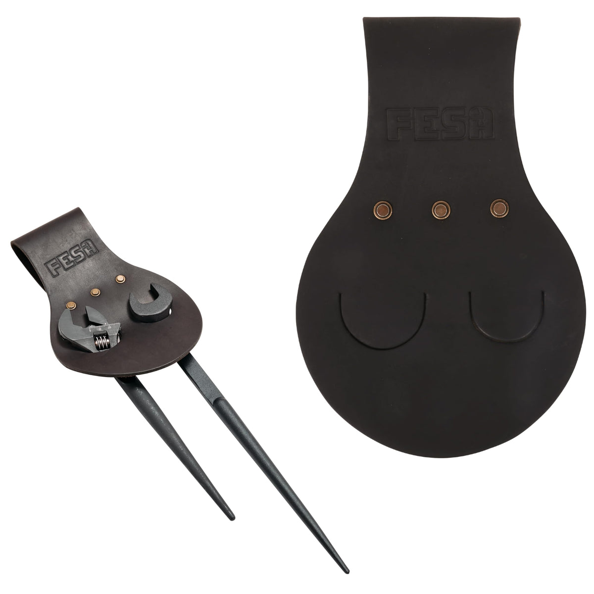 Spud Wrench Holder - Full Grain Leather - Brown / 2 Wrenches