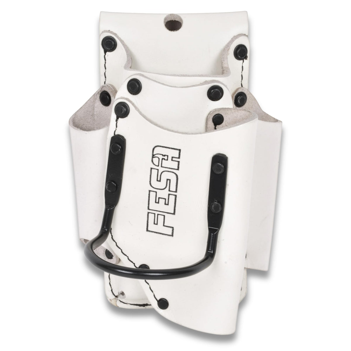 Small Leather Tool Pouch - 5-in-1 Heavy Top Grain Leather Small Tool Pouch with a Steel Hammer Loop, 4 Pockets & Reinforced Heavy Duty Rivets - Fits Belts up to 3" - Handcrafted - White
