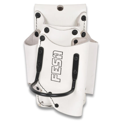 Small Leather Tool Pouch - 5-in-1 Heavy Top Grain Leather Small Tool Pouch with a Steel Hammer Loop, 4 Pockets & Reinforced Heavy Duty Rivets - Fits Belts up to 3" - Handcrafted - White