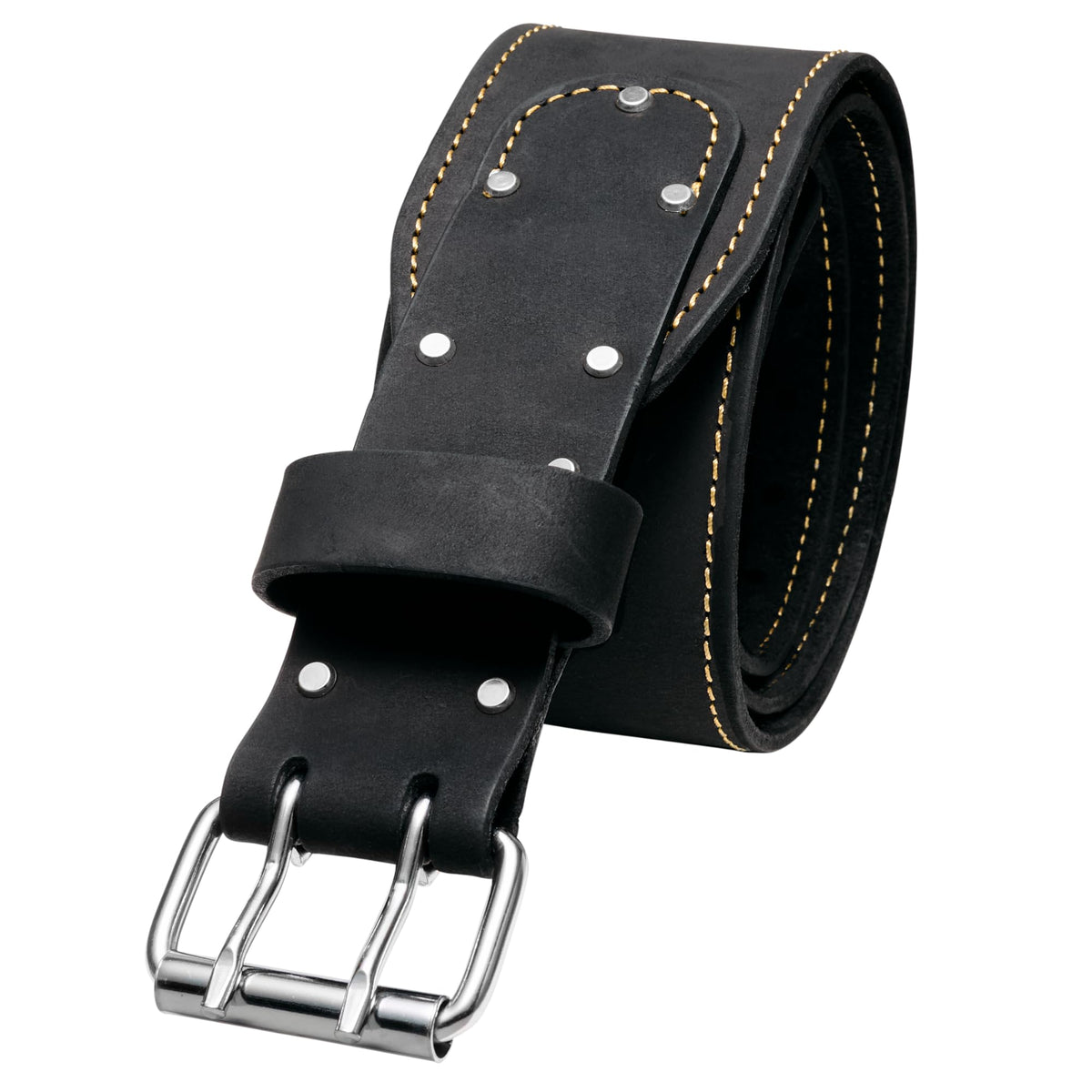 Men's Leather Tool Belt - Handcrafted Top Grain Leather Tool Pouch Belt for Carpenters & Other Trade Professionals - Black / 3" Wide / XXL