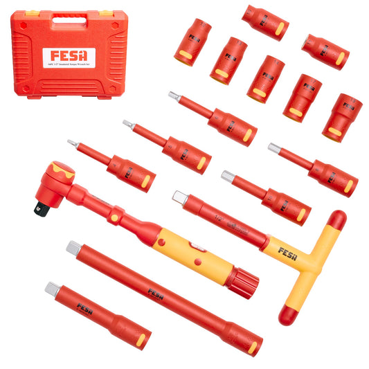 1000V Insulated Torque Wrench - Multiple Drives, Ranges and Sets - 1/2" / 10-50 Nm / 16 Pieces