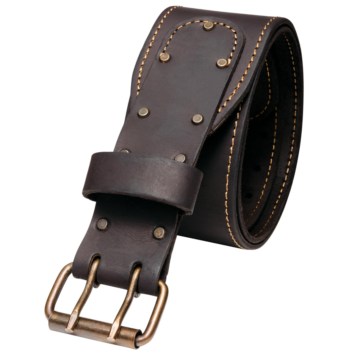 Men's Leather Tool Belt - Handcrafted Top Grain Leather Tool Pouch Belt for Carpenters & Other Trade Professionals - Brown / 3" Wide / XXL