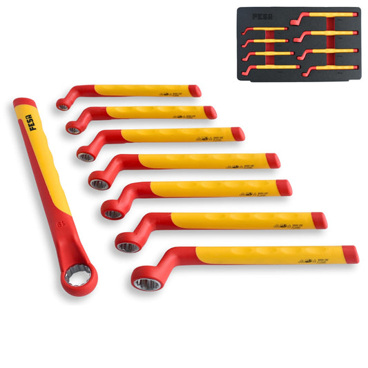 1000V Insulated Offset Box End Wrench Set (8-Piece) - Professional Insulated Wrench Set with Traction Handles, Durable CR-V Steel - 1000 Volt Tools for Electricians (Metric Sizes 7-19mm) - Default Title