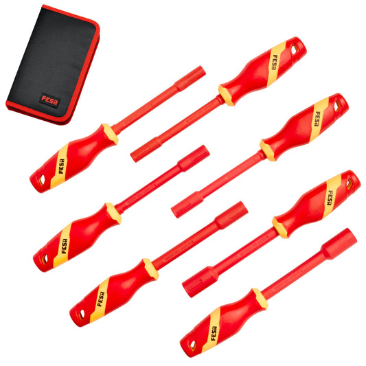 Insulated Nut Driver Set - 7-Piece 1000V Insulated Electrical Nut Driver Set with a Compact Zippered Storage Case - Metric Nut Driver Screwdriver Set for Electricians - 1000V Insulated Tools - Default Title
