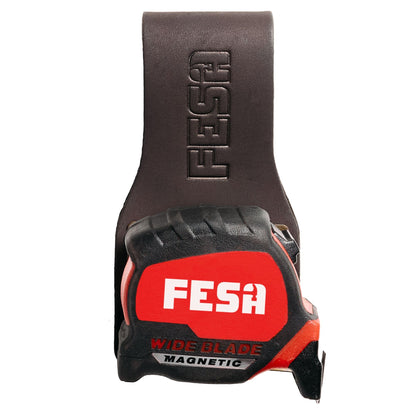 Leather Tape Measure Holder for Belt - Steel Clip - Brown / 1 Pack
