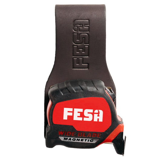 Leather Tape Measure Holder for Belt - Steel Clip - Brown / 1 Pack