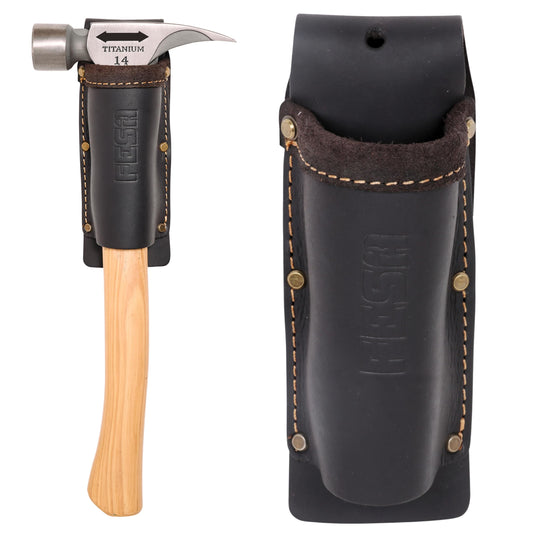 Leather Hammer Belt Holder - No Slap Hammer Sleeve with Reinforced Heavy Duty Rivets & Nylon Stitching - Fits Any Belt, 2 Ways to Attach - Handcrafted - Brown