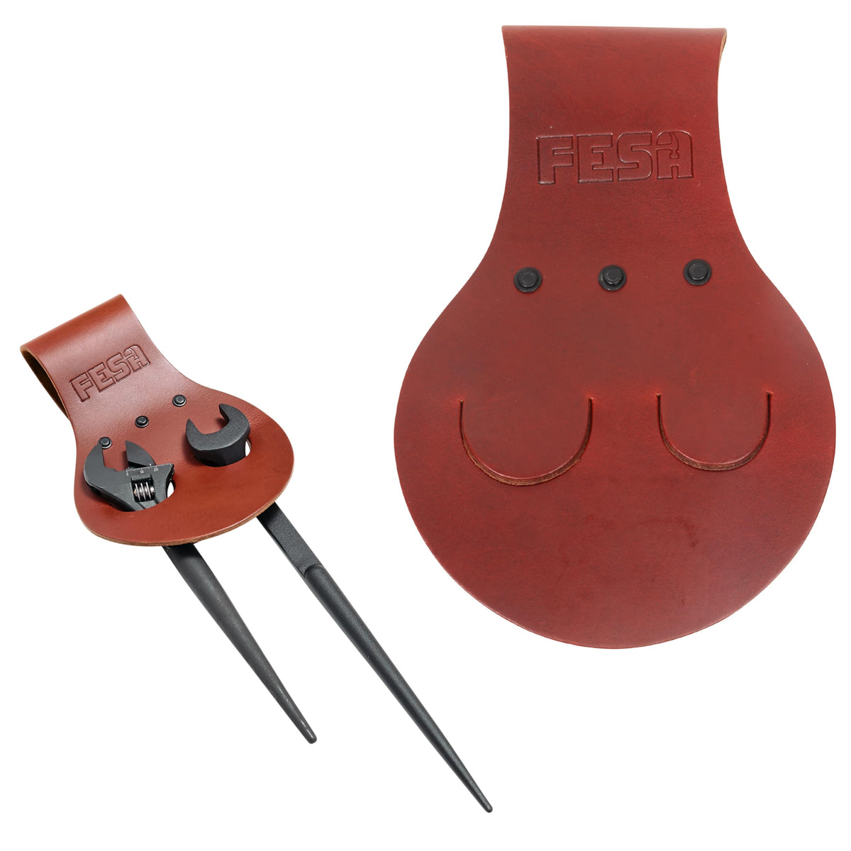Spud Wrench Holder - Full Grain Leather - Cherry / 2 Wrenches