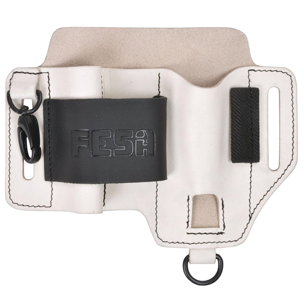 Leather Multitool Sheath for Belt - Leather EDC Pouch Organizer for Tactical Pocket Knife, Flashlight & Pen - With Swivel Snap Hook - Work & Everyday Use Utility EDC Belt Pouch for Men - White