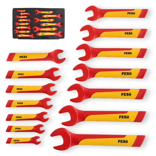 1000V Insulated Open End Wrench Set -14-Piece with Traction Handles - Default Title