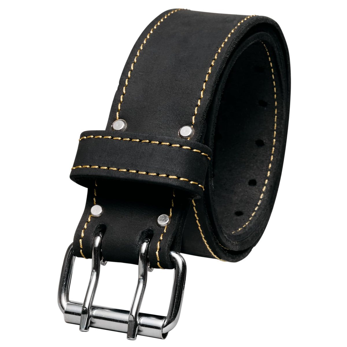 Men's Leather Tool Belt - Handcrafted Top Grain Leather Tool Pouch Belt for Carpenters & Other Trade Professionals - Black / 2" Wide / L