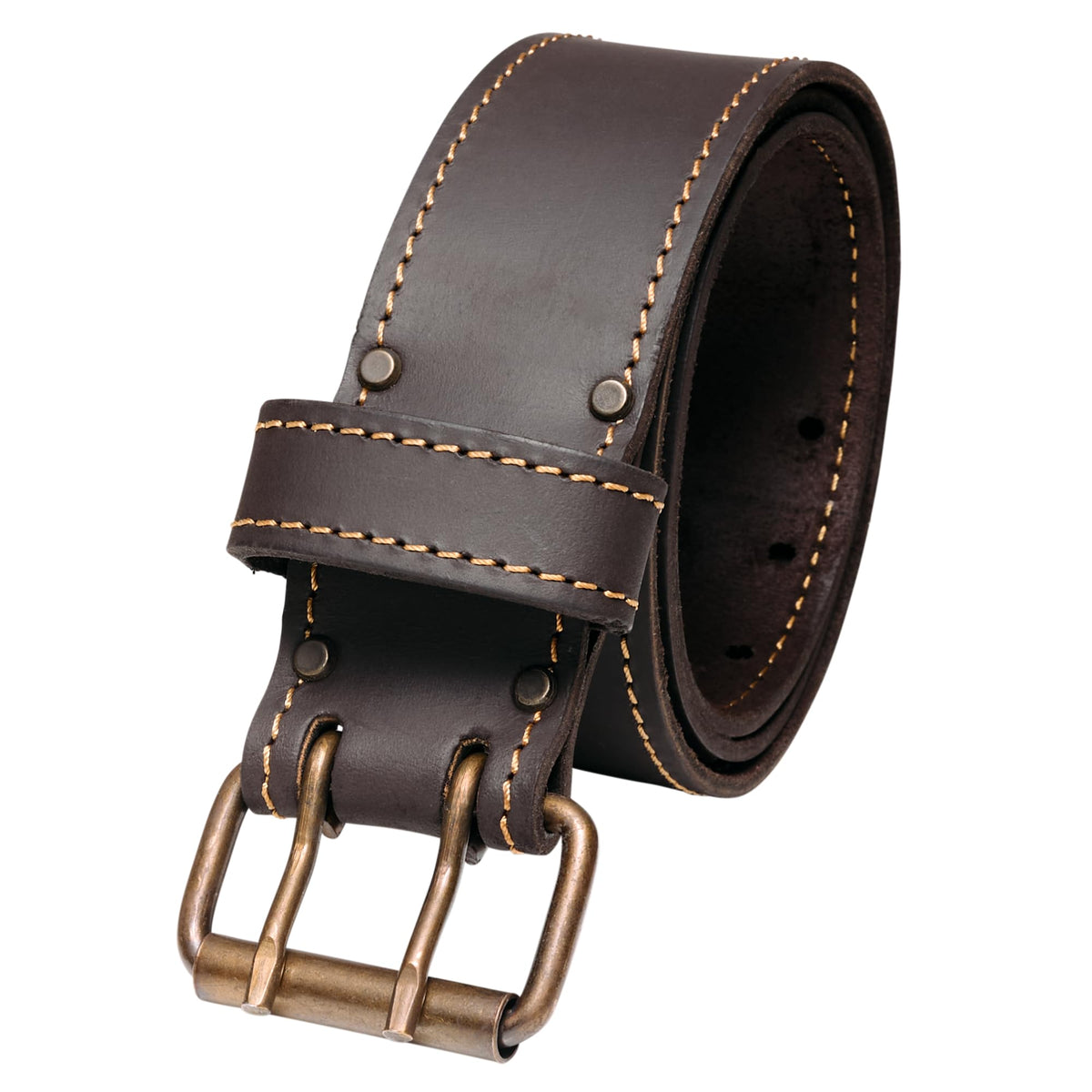 Men's Leather Tool Belt - Handcrafted Top Grain Leather Tool Pouch Belt for Carpenters & Other Trade Professionals - Brown / 2" Wide / L