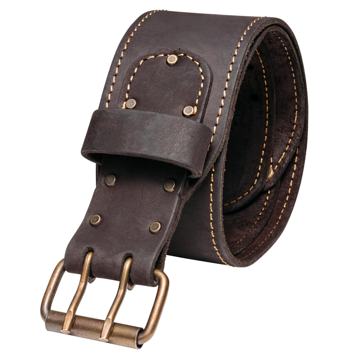 Men's Leather Tool Belt - Handcrafted Top Grain Leather Tool Pouch Belt for Carpenters & Other Trade Professionals - Brown / 3" Wide / L
