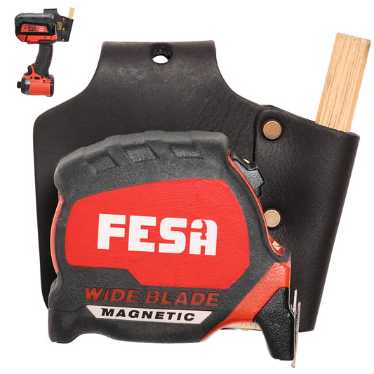 Leather Tool Holder for DeWalt and Milwaukee Tools - Brown / Tape Measure Holder