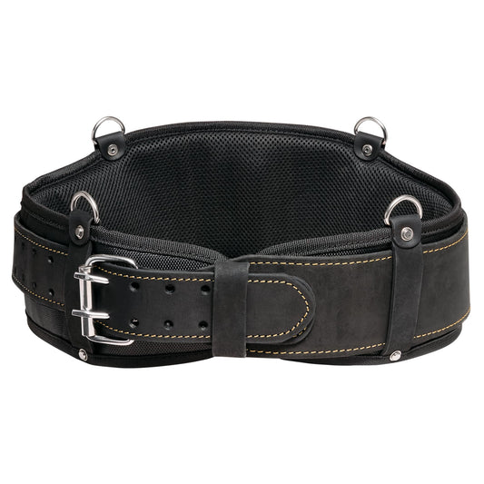 Padded Tool Belt with Back Support - Padded Leather Tool Belt with Breathable Nylon Padding & D-rings for Suspenders - Perfect for Electricians, Carpenters, Framers - Handcrafted - Black