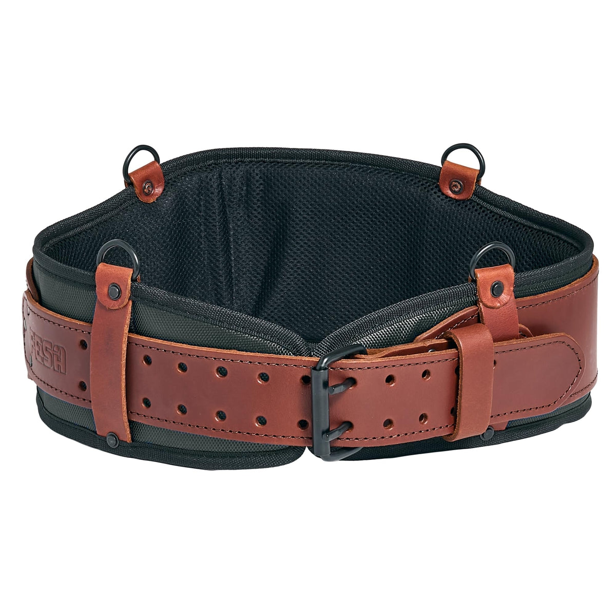Padded Tool Belt with Back Support - Padded Leather Tool Belt with Breathable Nylon Padding & D-rings for Suspenders - Perfect for Electricians, Carpenters, Framers - Handcrafted - Cherry